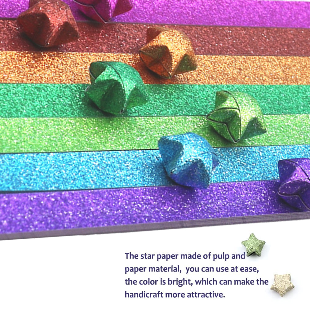 360/520 Sheets Origami Stars Paper Strips Double Sided Lucky Colorful Star Decoration Folding Paper for Mother's Day Women Gifts Arts Crafting